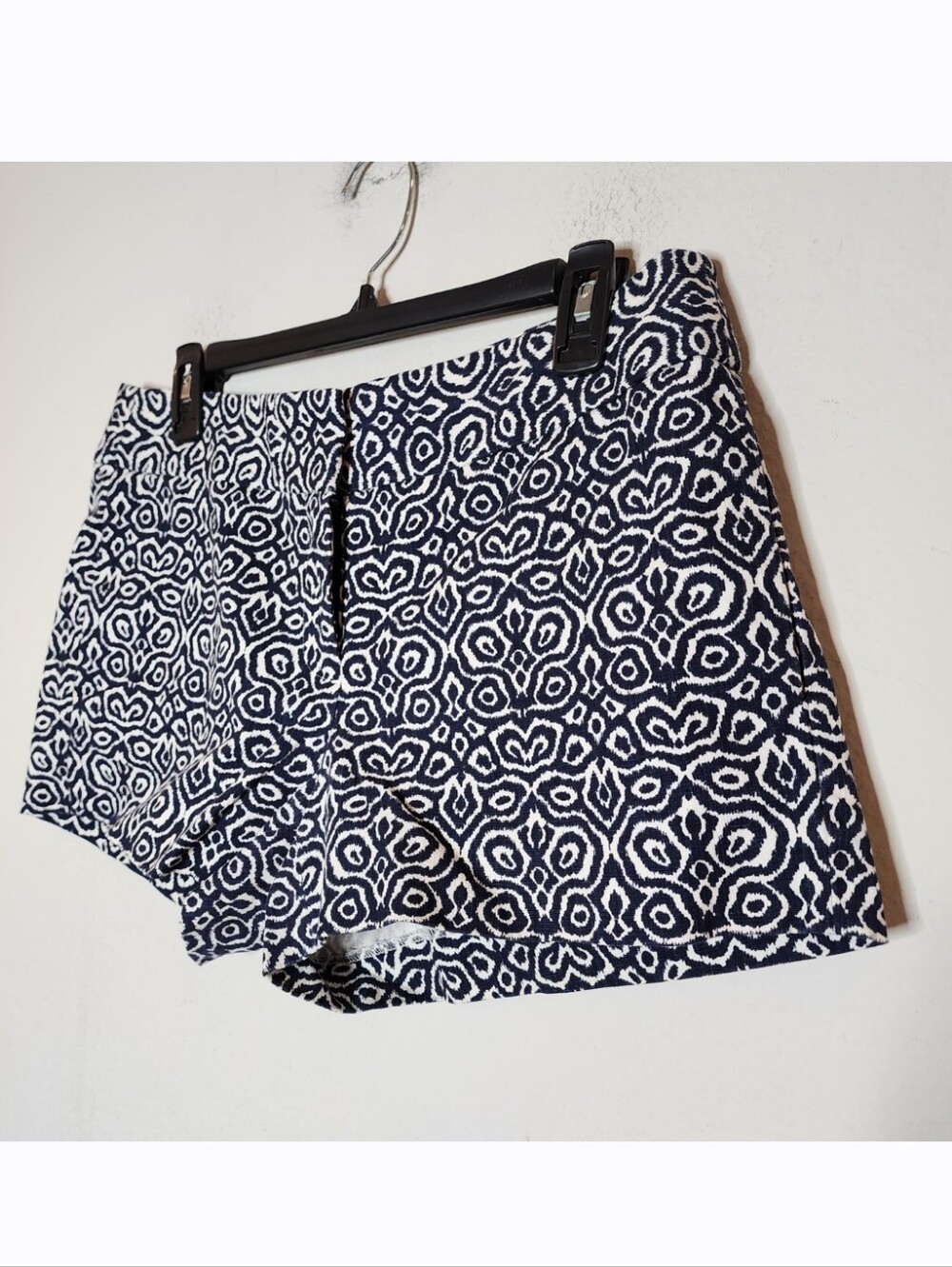 J. Crew Cotton Twill Shorts Navy Blue White Pattern Women's Size 8